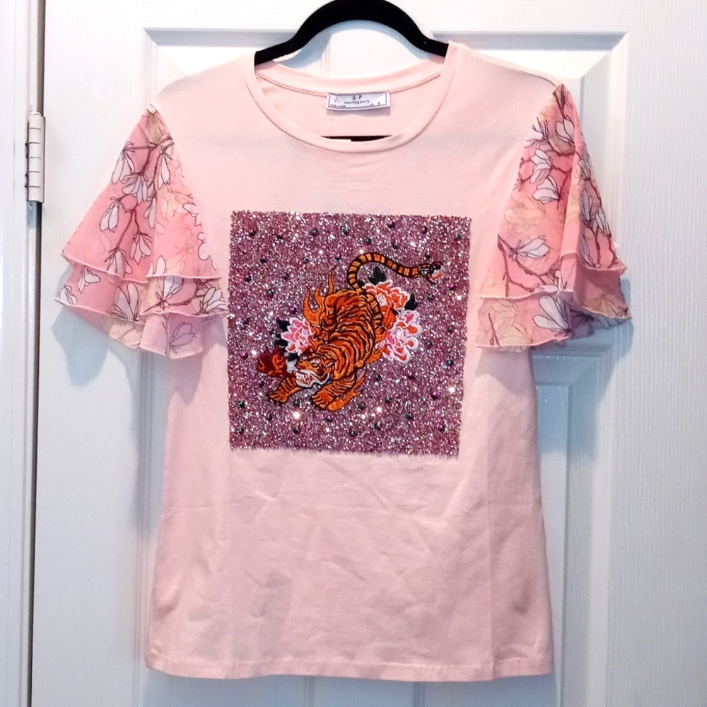 SP Something Pretty S Pink Crouching Tiger Shirt